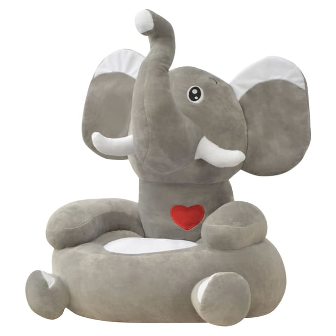 vidaXL - Kinderstoel - olifant - pluche - grijs