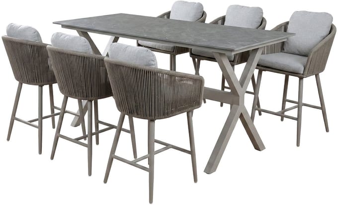 Barset Alezio/Barletta | 6 personen | Rechthoekig 200 cm | Rope & kunststof