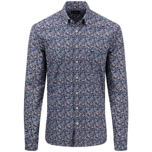 Fynch-Hatton Overhemd Colorful Fantasy Mini Fantasy Leaves Pattern Navy-Multi / male