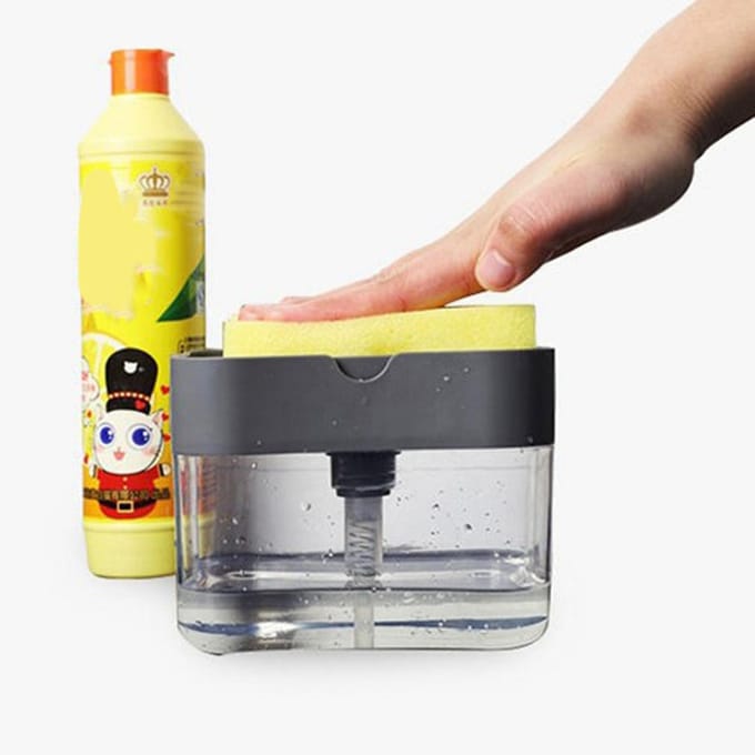 Afwasmiddel Dispenser Drukontwerp Automatisch Vloeistofdispenser Doos Sponshouder Zeepdispenser black