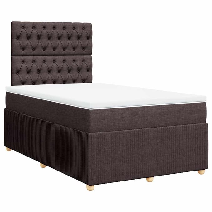 vidaXL - Boxspring - met - matras - stof - donkerbruin - 120x190 - cm