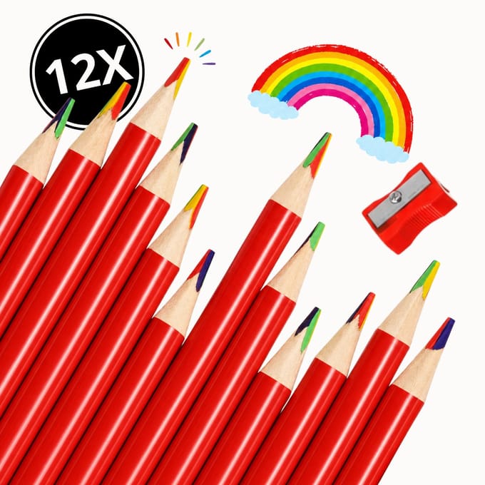 Enluxe Regenboog kleurpotloden set 12 stuks met puntenslijper