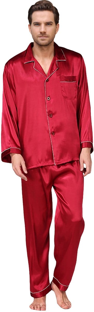 ALLTHEMEN Heren Pyjama - Reverskraag en Elastisch Pyjamaset - M
