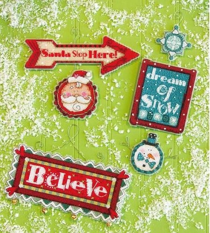 Borduurpakket Kersornamenten - Whimsical Signs Ornaments van dimensions