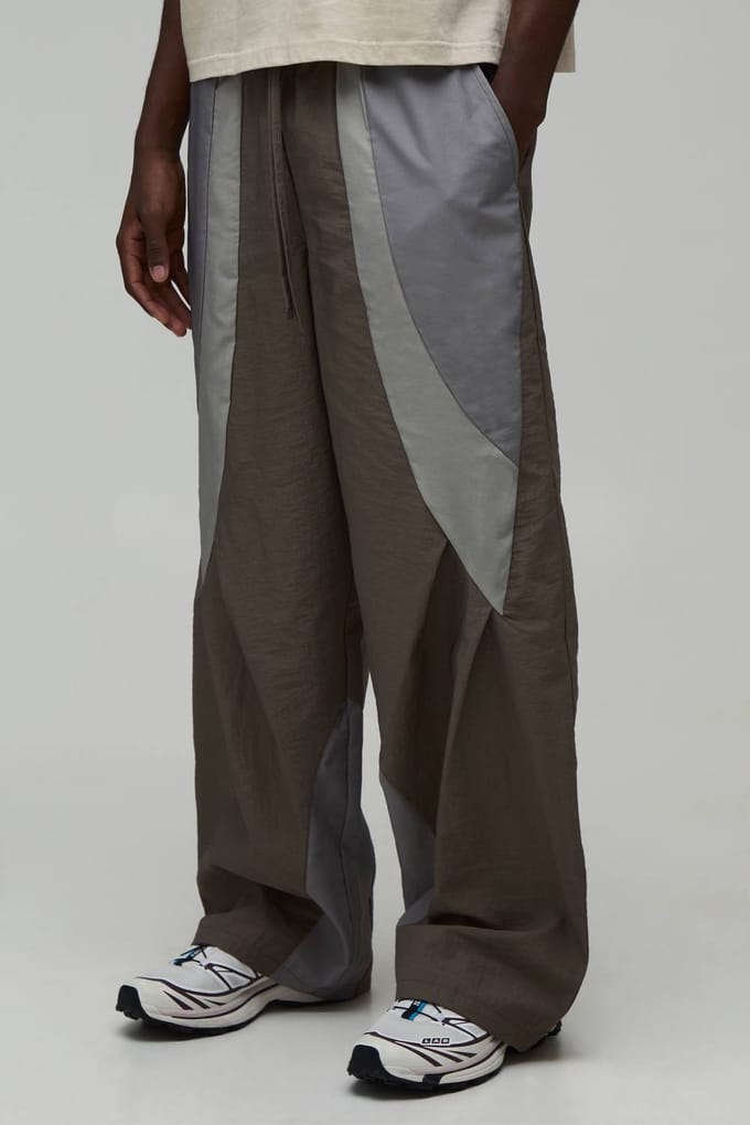 Baggy Fit Colour Block Trainingsbroek | Brown | Size Medium