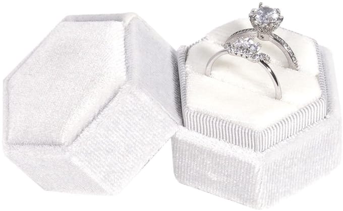 Dailygoods- Ringendoos Elegant - Ringendoosje Huwelijk - Ringendoosje Bruiloft - Ringen Doosje - Fluwelen Ringbox - Klein en Lichtgewicht