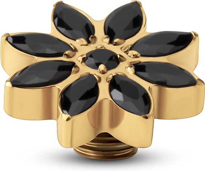 Melano Vivid Snowflake CZ Steentje Zwart Goud