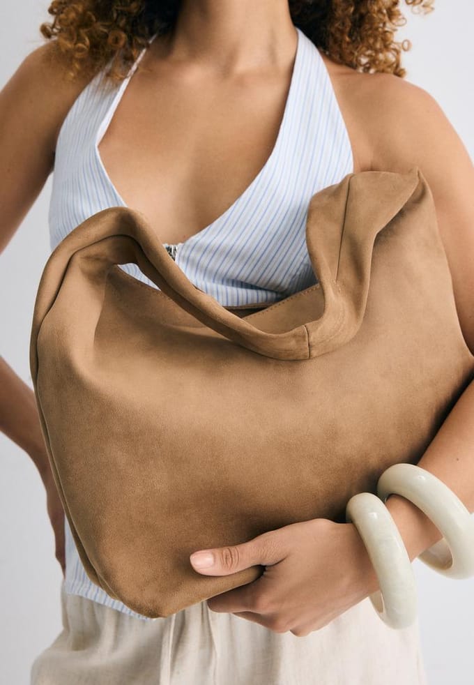 Stradivarius Schoudertas met imitatiesuède effect  Beige OS