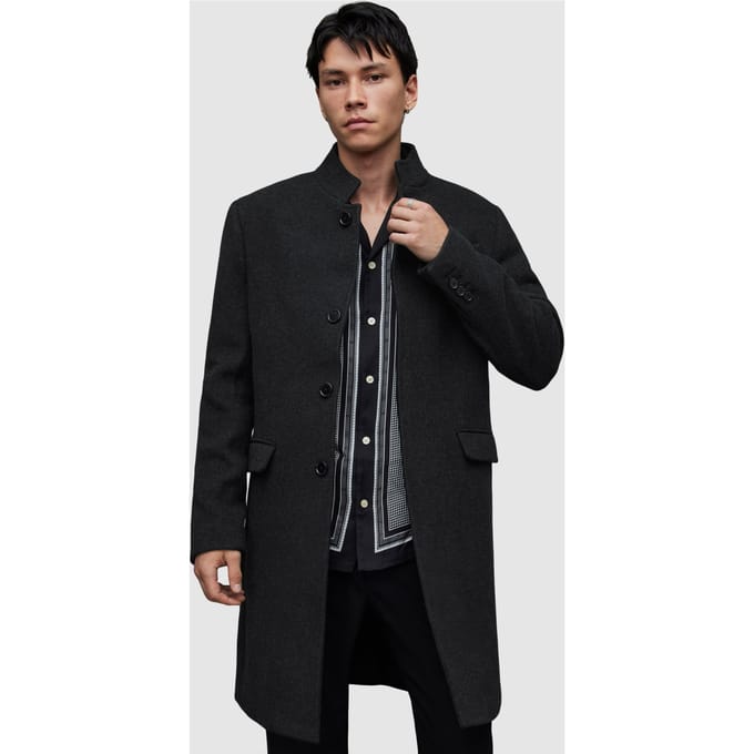 AllSaints Strummer Coat Dark Charcoal Taglia: 44 | Cappotti monopetto Outlet | Uomo | Nero