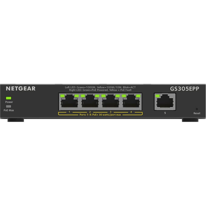 NETGEAR GS305EPP - Netwerk Switch - Plus Managed - 1 Gbps - PoE Switch - 5 poorten