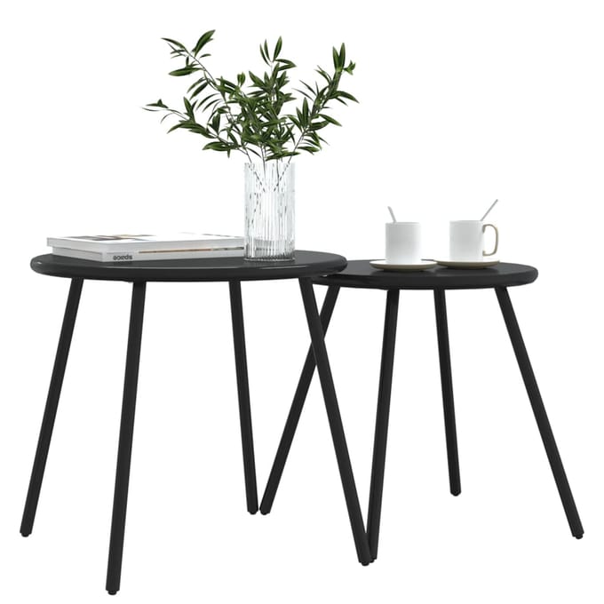 vidaXL - Tuintafeltjes - 2 - st - rond - gepoedercoat - staal - zwart