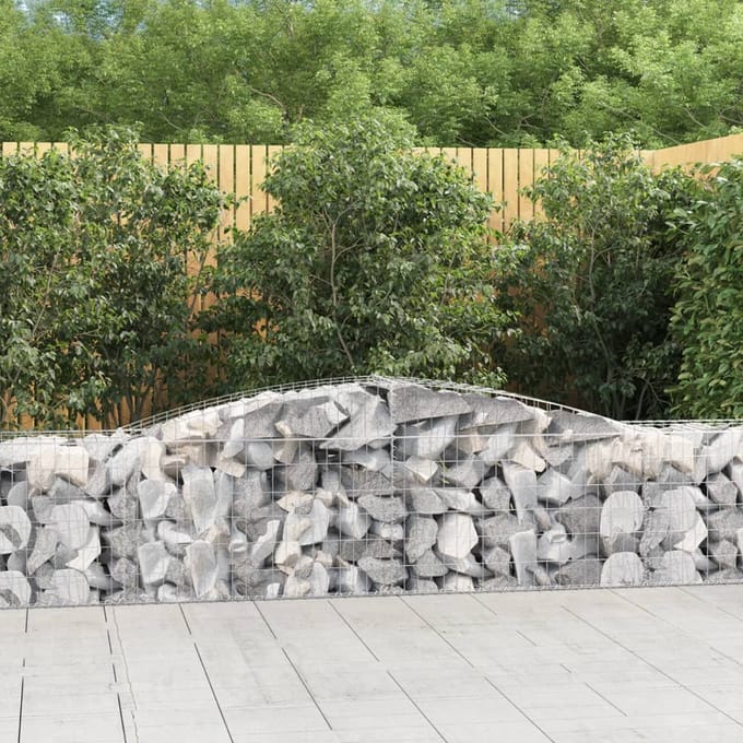 vidaXL - Schanskorven - 7 - st - gewelfd - 400x50x60/80 - cm - gegalvaniseerd - ijzer