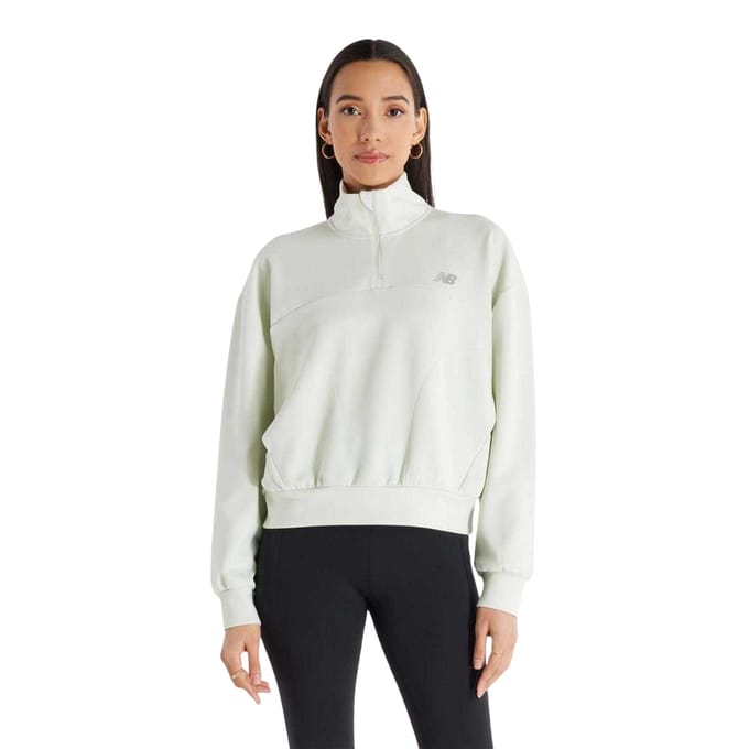 New Balance Oversized gebreid sweatshirt met kwartrits voor dames (Munt)