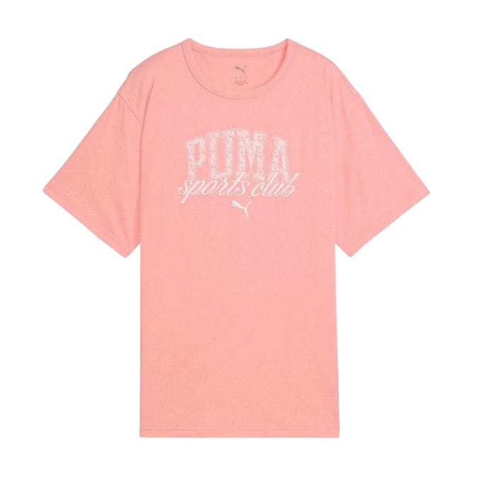 Puma Dames Logo Katoenen Relaxed Fit T-Shirt (Roze)