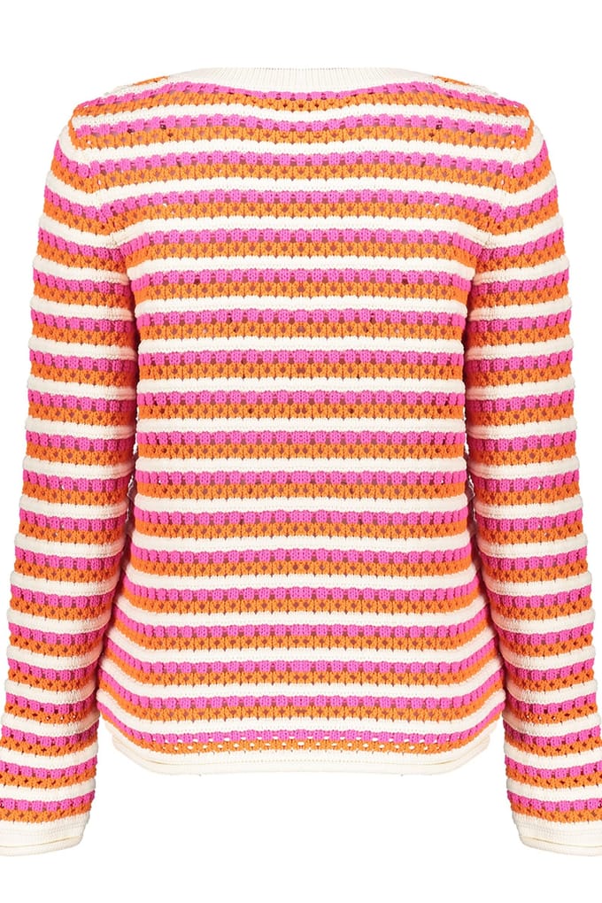 Geisha Pullover Ajour Stripes Orange/fuchsia/off-white Taglia: M | Maglioni a maglia Outlet | Donna | Arancione