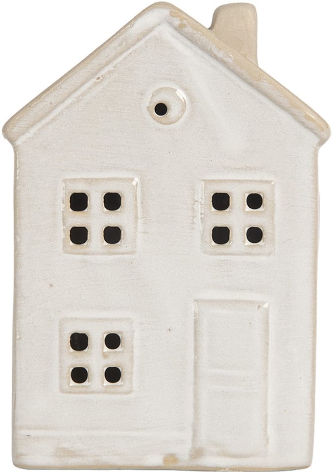 Clayre & Eef Decoratie Huis met LED 8x5x12 cm Beige Keramiek