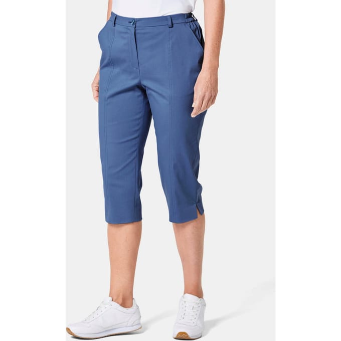 Capri CARLA van satijn - blauw - Gr. 48 van Goldner Fashion