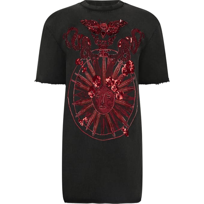 Open Back T-Shirt Dress Butterfly Tattoo