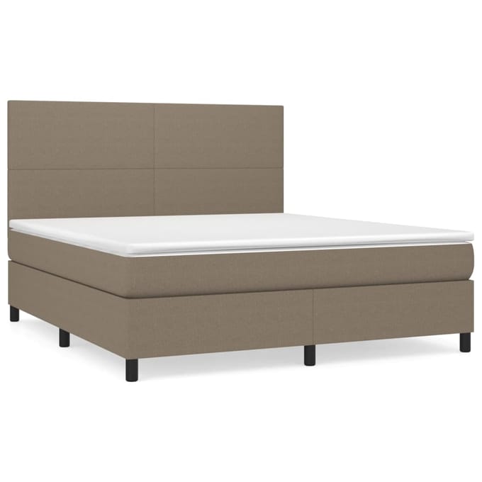 vidaXL - Boxspring - met - matras - stof - taupe - 160x200 - cm