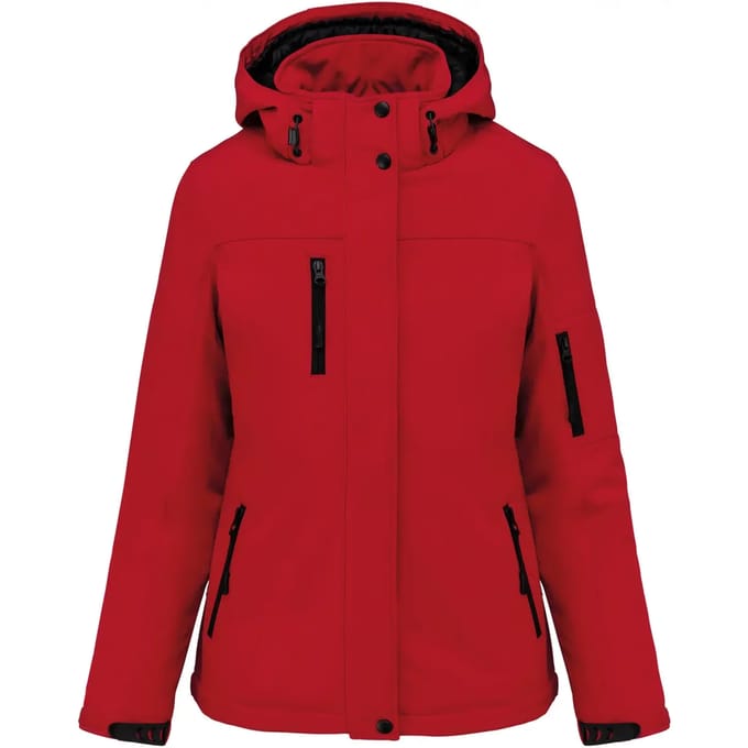 Kariban Gewatteerde softshell damesparka met capuchon K651 - Red - L