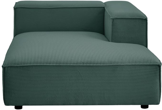 Vente-unique Chaise longue met rechte armleuning in groen ribfluweel RUZOLO