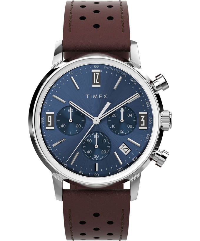 Timex Marlin Chrono TW2W10200 Horloge - Leer - Bruin - Ø 40 mm