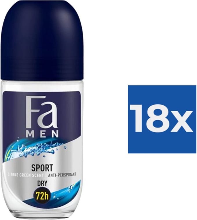 Fa Sport Energizing Fresh Deodorant Roll On 50ml - Voordeelverpakking 18 stuks