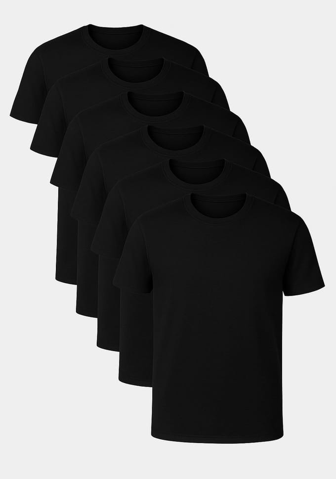 T-Shirts 6-Pack – Comfortabel & Ademend - Zwart - S