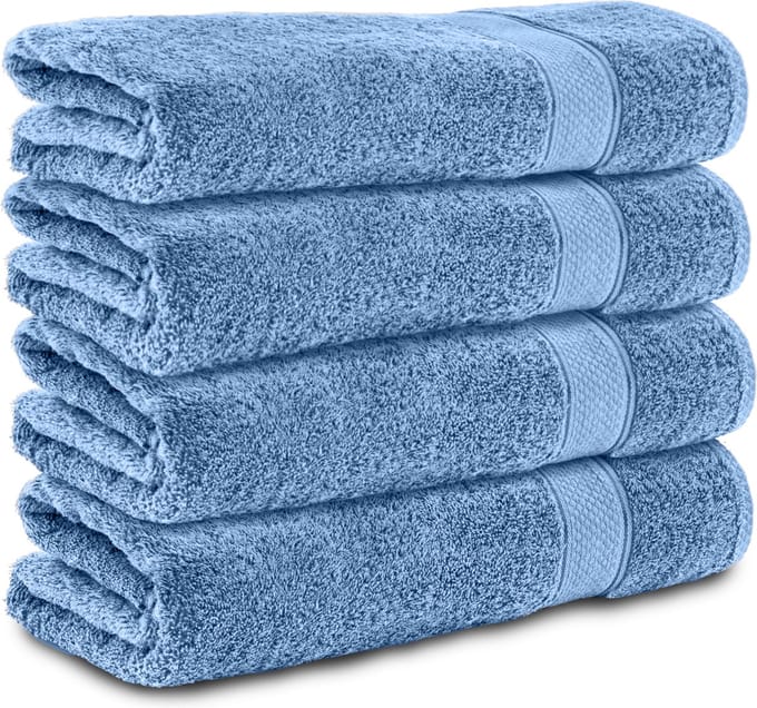Komfortec Handdoekenset 4x Badhanddoek 70x140 cm - 100% Katoen - Hellblau