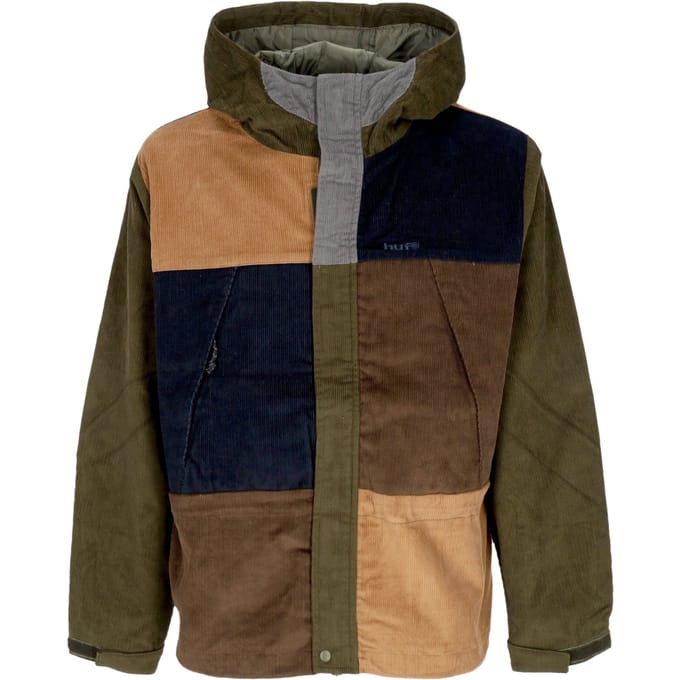 Contrasterend corduroy bergjack voor heren, avocado
