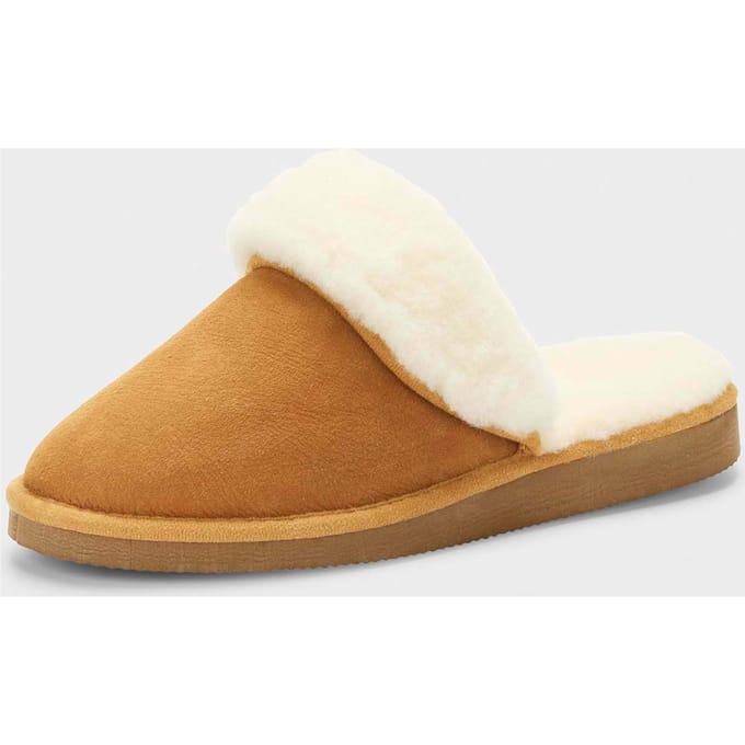 Pantoffels van lamsvacht - cognac - Gr. 38 van Goldner Fashion