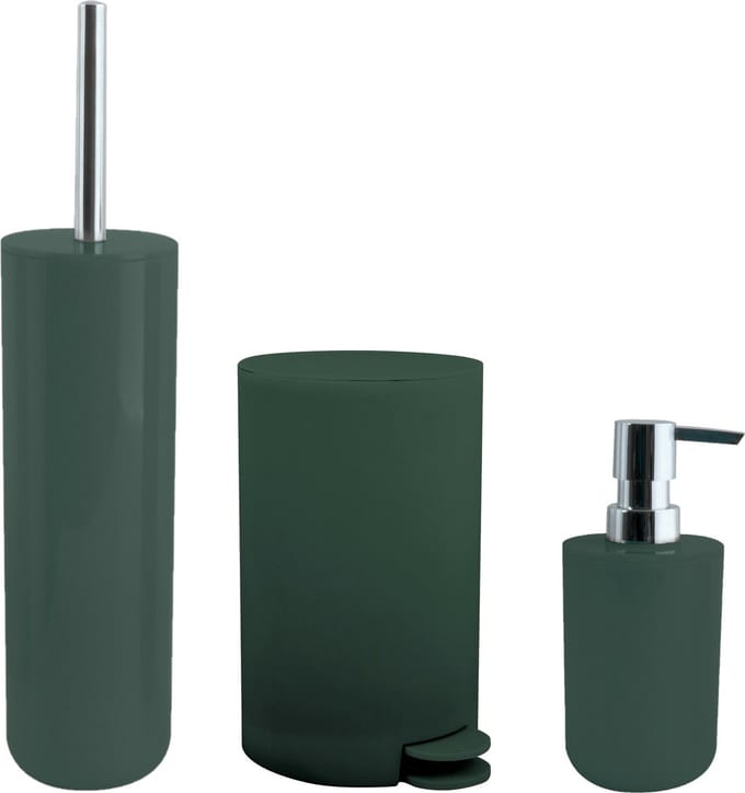 MSV Badkameraccessoire Moods - pedaalemmer - beker - zeeppompje - donkergroen - kunststof