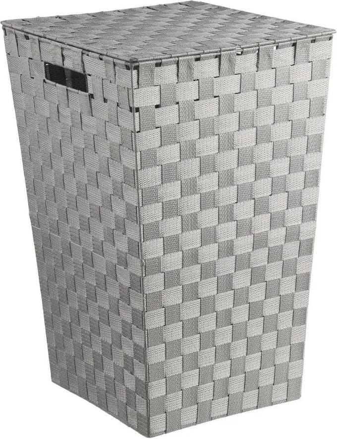 5Five Wasmand gevlochten Rotan - grijs - 57 liter - 33 x 33 x 53 cm - met deksel