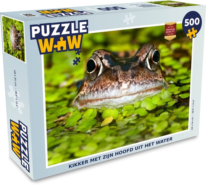 Puzzel Kikker met zijn hoofd uit het water - Legpuzzel - Puzzel 500 stukjes