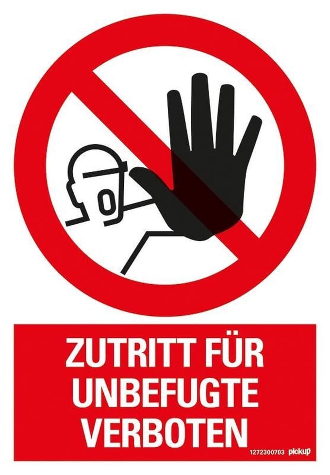 Pickup kunststoff Schild 23x33 cm ZUTRITT FUR UNBEFÜGTE VERBOTEN