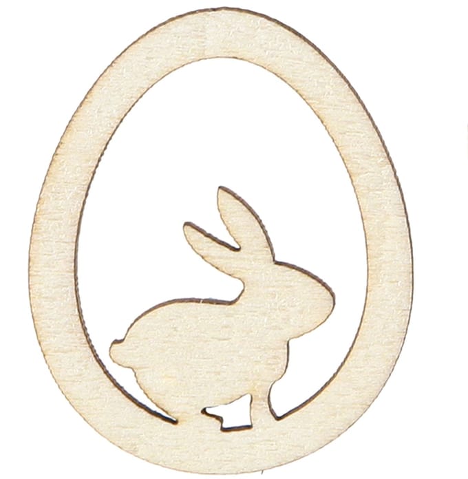 Paasdecoraties voor knutselen, konijnenei, natuurlijk hout, 4 cm, 72 s