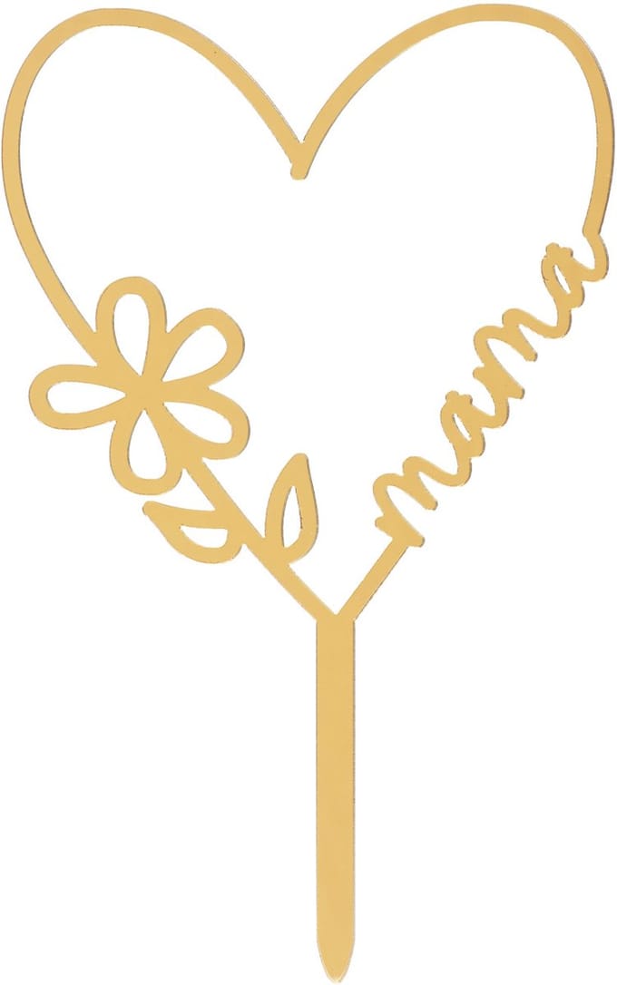 Caketopper Goud Hart Mamma