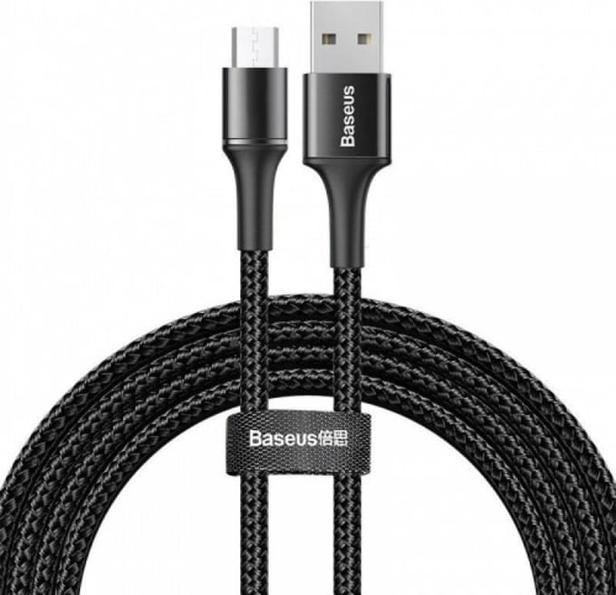 Baseus Halo Series Quick Charge Micro-USB Lichtgevende Kabel 2m Zwart