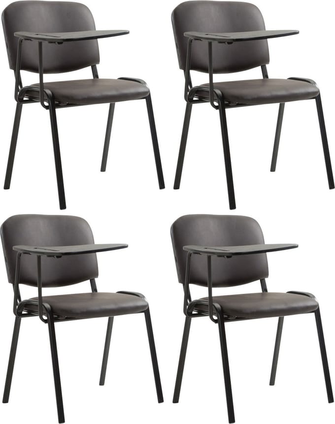 CLP Ken Set van 4 stoelen - met klaptafel - Kunstleer bruin