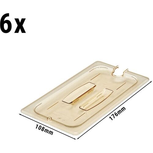 (6 stuks) CAMBRO H-PAN™ - Hittebestendige GN platte deksels 1/3 - met handgreep - Barnsteen