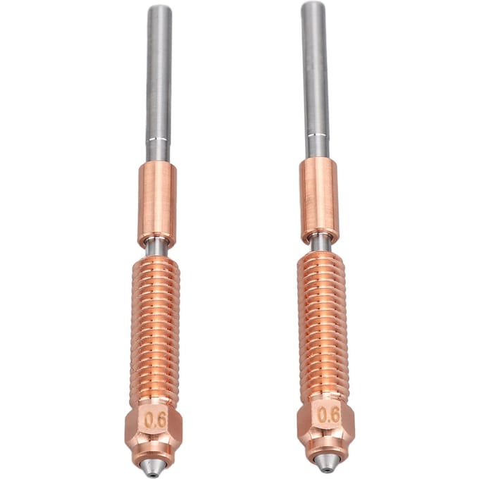 2 Stuks 3D Printer Nozzle 0.6mm 600mms Dubbele Metalen Nozzle Set voor Ender 3 V3 Plus K1C gray
