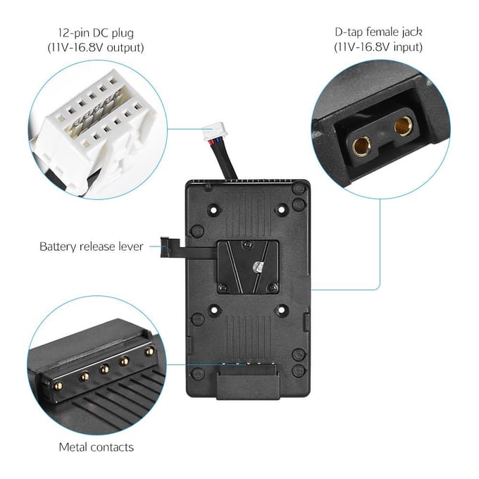 V-Mount V-Lock batterijplaatadapter voor BlackMagic URSA Mini4.6K camcorder gray