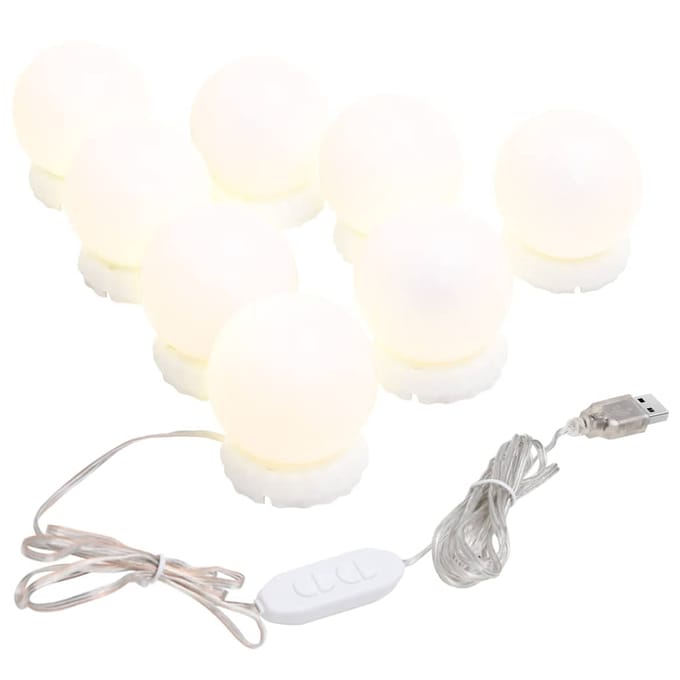 vidaXL - Wandspiegel - met - LED-lampen - rond - glas