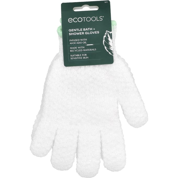 Zachte Bad- + Douchehandschoenen met Avocado-olie, 1 paar white