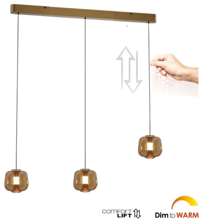 Freelight - Hanglamp Rosa 3 lichts L 100 cm comfortlift rosé goud