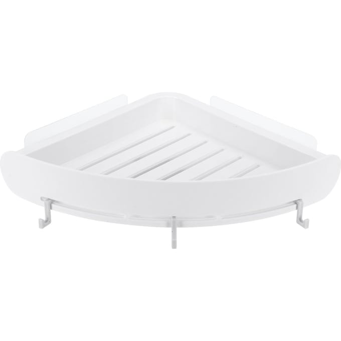 Badkamer Plank Organizer Geen Boren Hoekplank Shampoo Houder Opbergrek met Haak(Wit ) wit