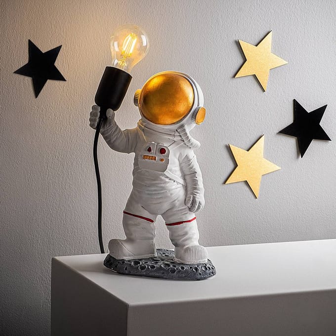 Opviq Tafellamp Astronaut-1, wit, polyester, hoogte 32 cm