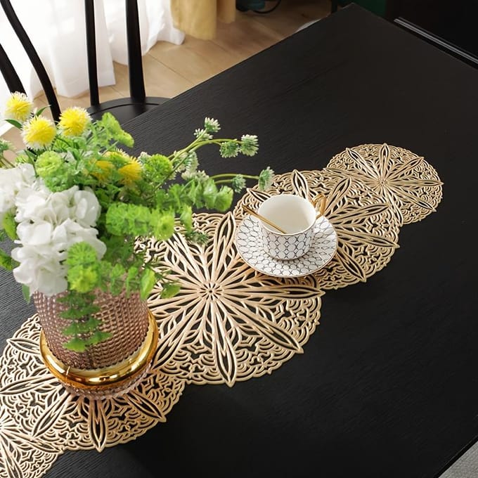 1 pièce Nappe de table en PVC, Chemin de table, Nappe de table longue, Napperon isolant thermique, Napperon décoratif, Pour chemin de table basse Décor de dîner