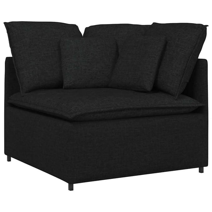 vidaXL - Modulaire - hoekmodule - bank - met - kussens - 100 - cm - zwart