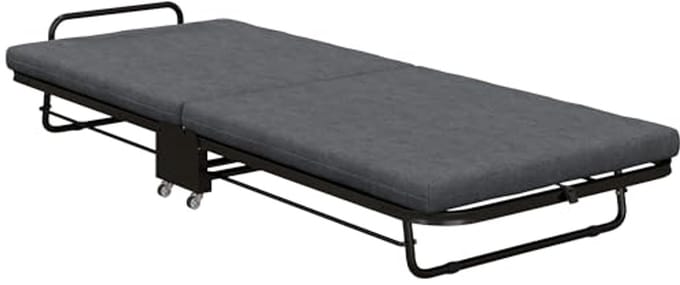 Opklapbed voor eenpersoonsbed 188 x 76 cm met 7 cm matras en verstelbare rugleuning